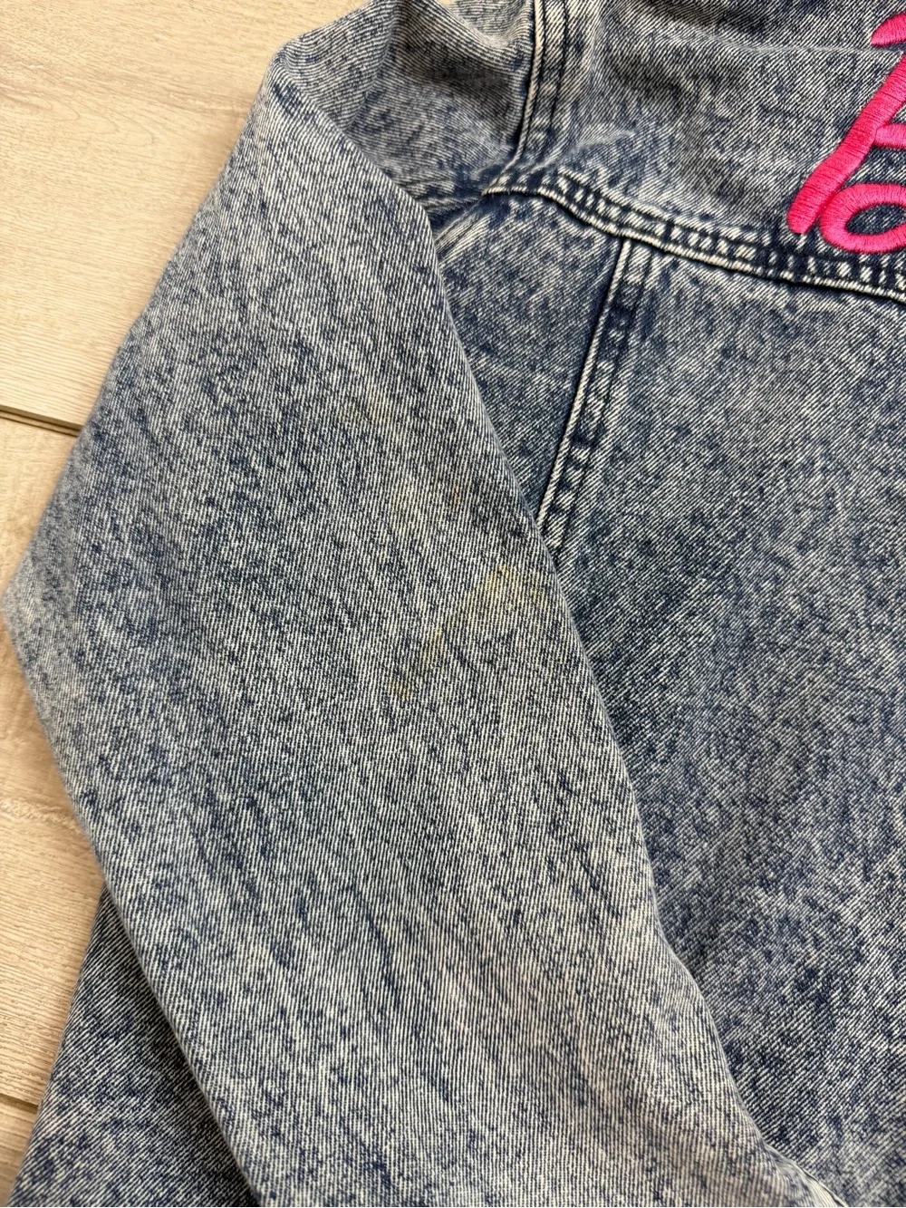 Barbie Denim Jacket Kids XL Embroidered Logo Blue Jean Jacket Youth XL